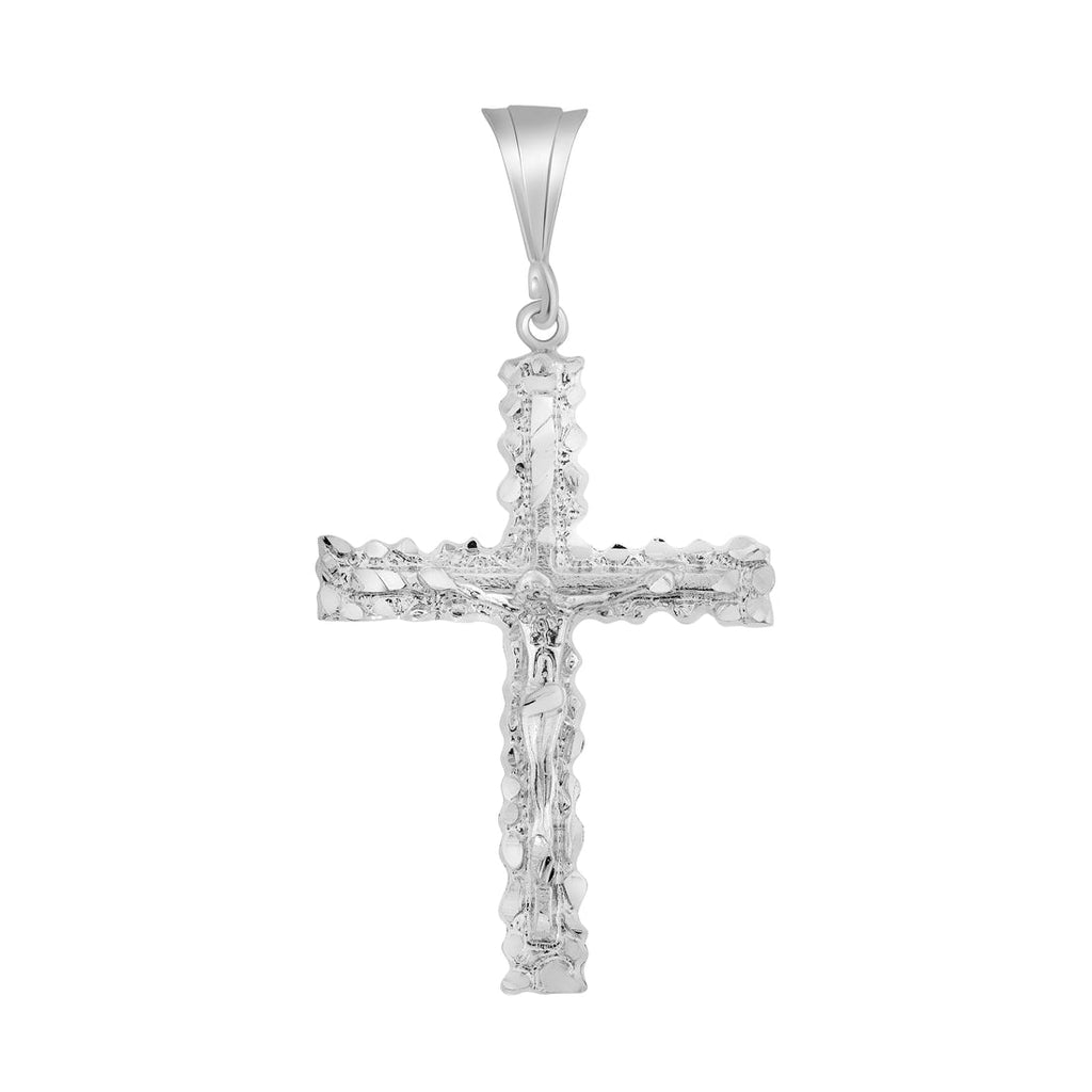 Silver 925 Nugget Style Cross w/ Jesus Pendant