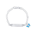 Silver Kids ID Blue Butterfly Bracelet