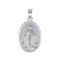 Silver 925 Virgin Mary Small Two-Sided Oval Pendant