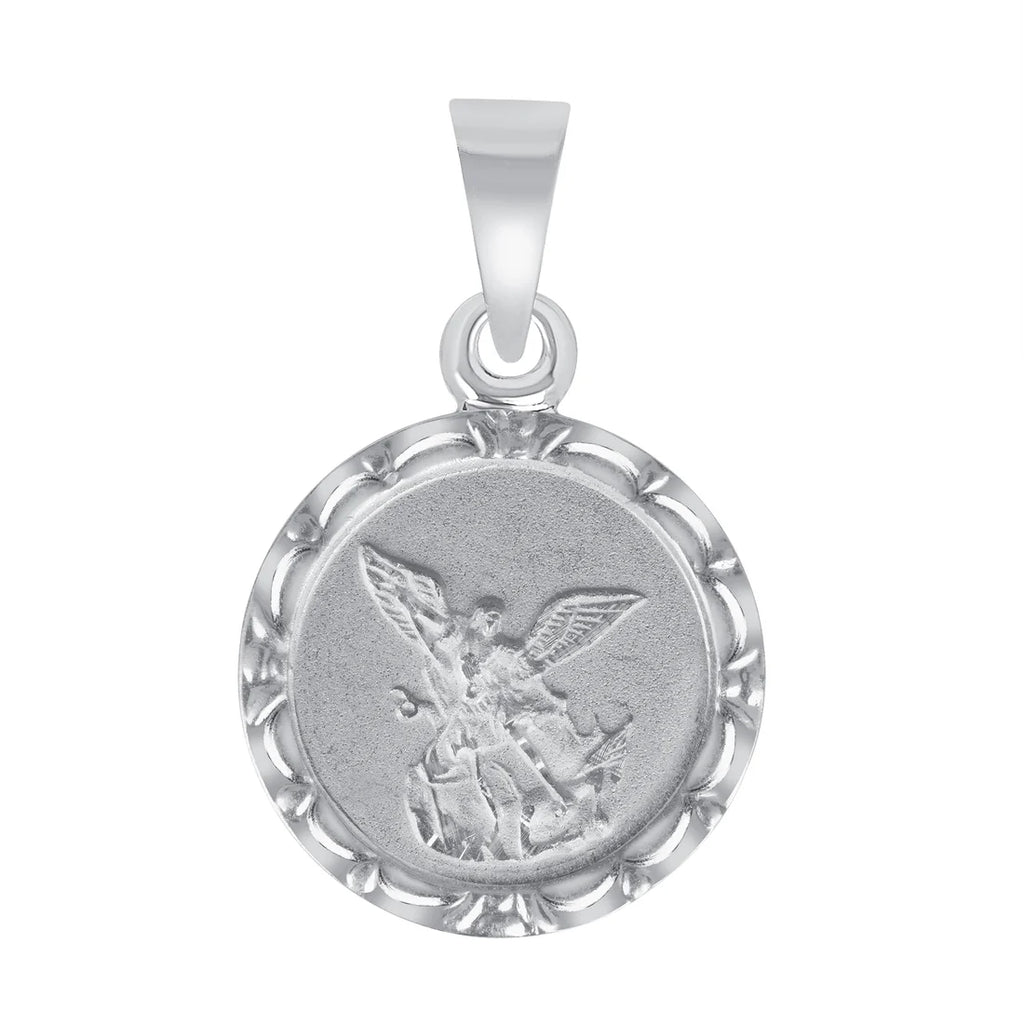 San Miguel (Saint Michael) Round Shape Flower Pendant