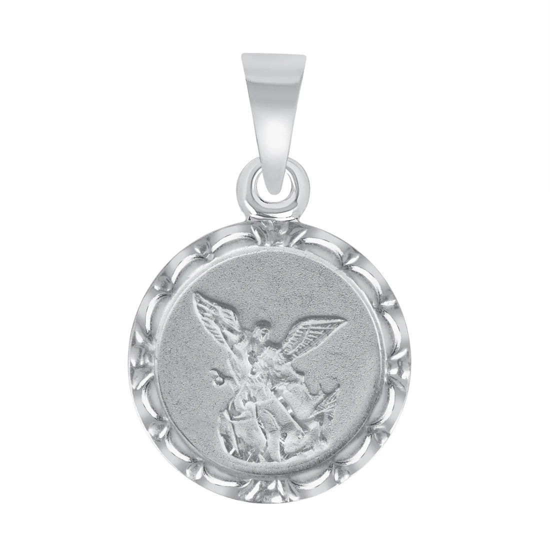 San Miguel (Saint Michael) Round Shape Flower Pendant