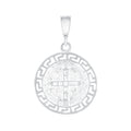 Silver 925 Saint Benedict Greek Finish Double Side Pendant
