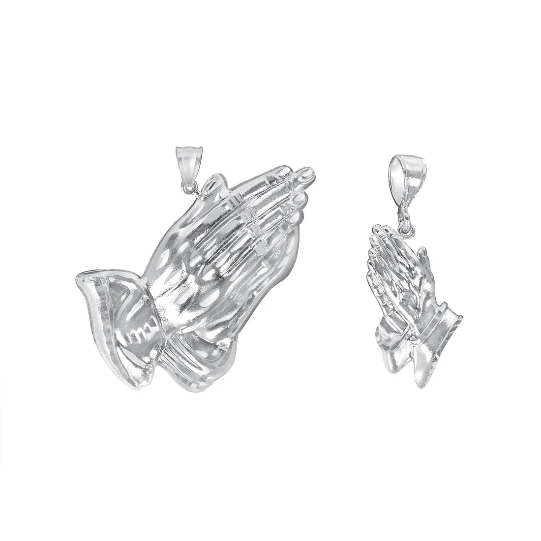 Jesus Praying Hands Diamond Cut Pendant